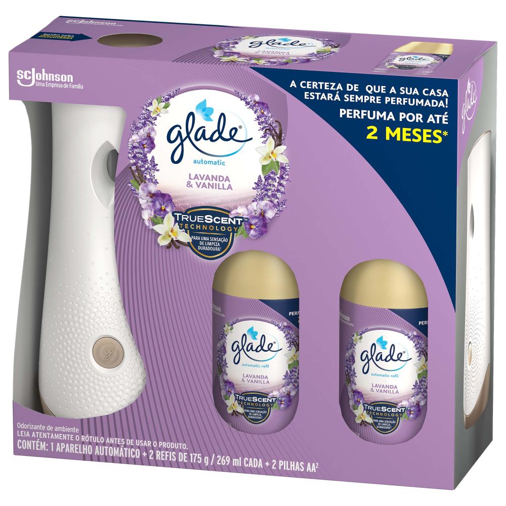 Encontraproduto.com.br - Odorizador De Ambiente Glade Automatic + 2 Refis Lavanda E Vanilla 269ml
