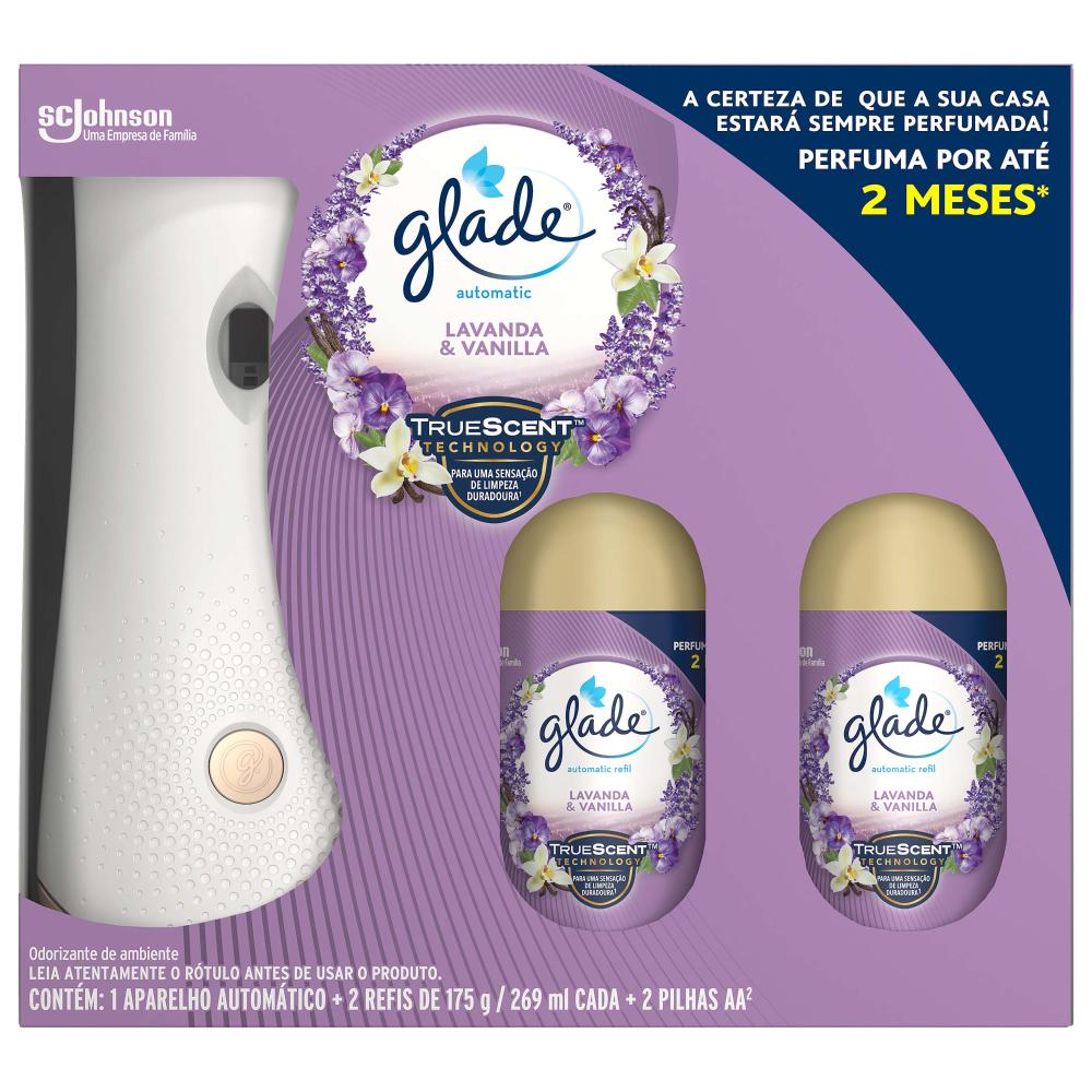 Encontraproduto.com.br - Odorizador De Ambiente Glade Automatic + 2 Refis Lavanda E Vanilla 269ml