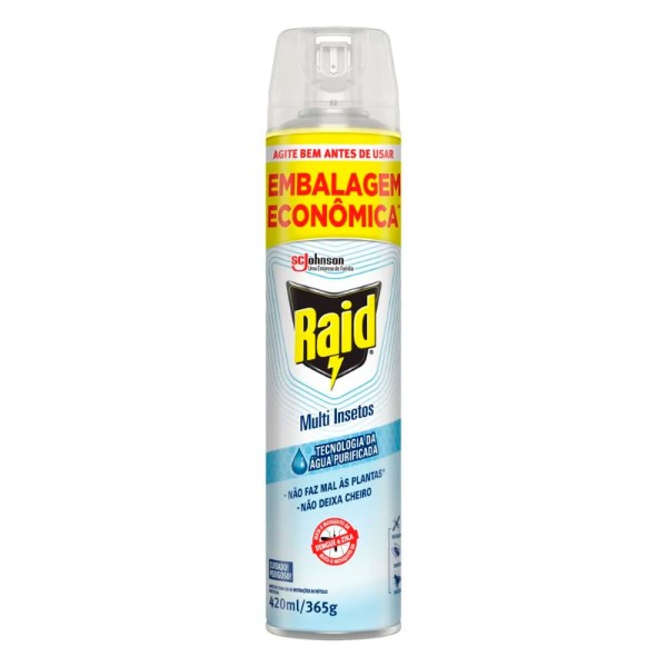 Encontraproduto.com.br - Inseticida Aerossol Raid Multi Insetos Aqua Frasco com 420ml