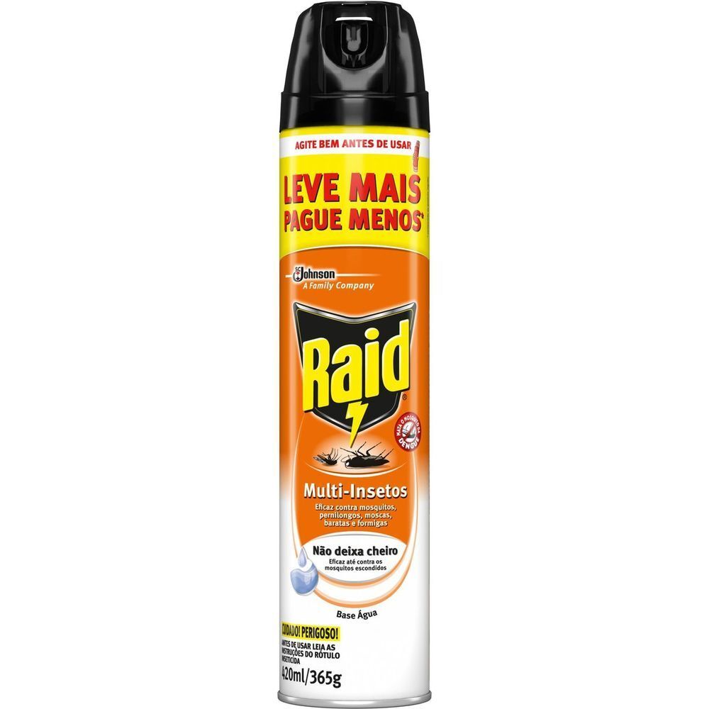 Encontraproduto.com.br - Inseticida Aerossol Raid Multi Insetos À Base De Água Sem Perfume Lv+Pg- 420ml