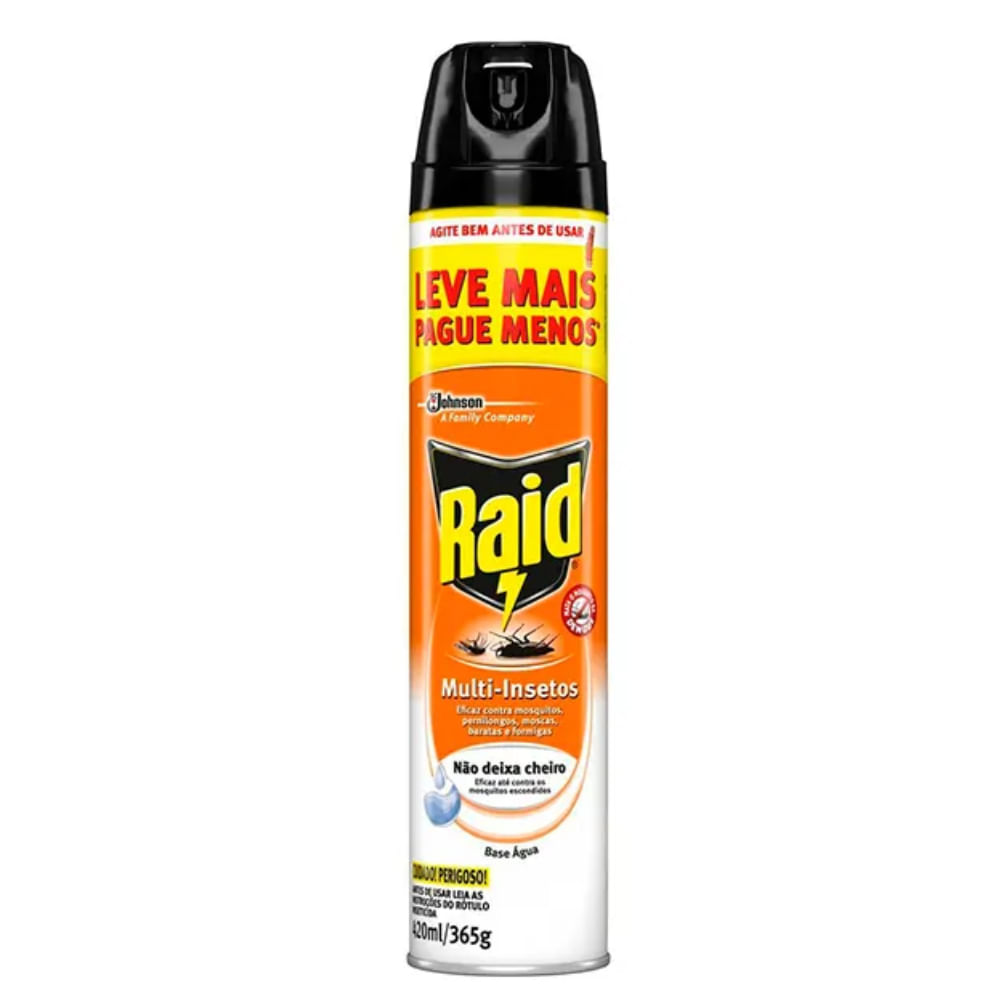 Encontraproduto.com.br - Inseticida Aerossol Raid Multi Insetos À Base De Água Sem Perfume Lv+Pg- 420ml