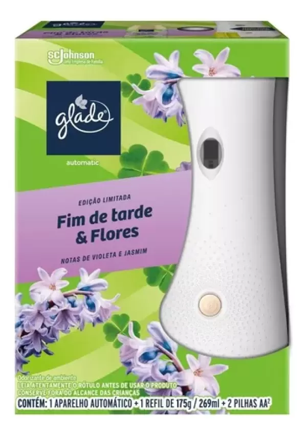 Encontraproduto.com.br - Desodorizador Glade Automatico Spray Aparelho + Refil Fim de Tarde 269ml