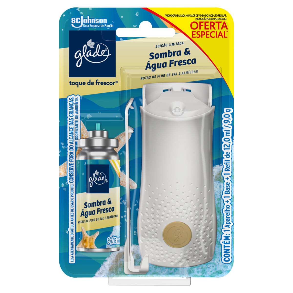 Encontraproduto.com.br - Aparelho Odorizador Toque de Frescor + Refil Sombra & Água Fresca Glade 12ml