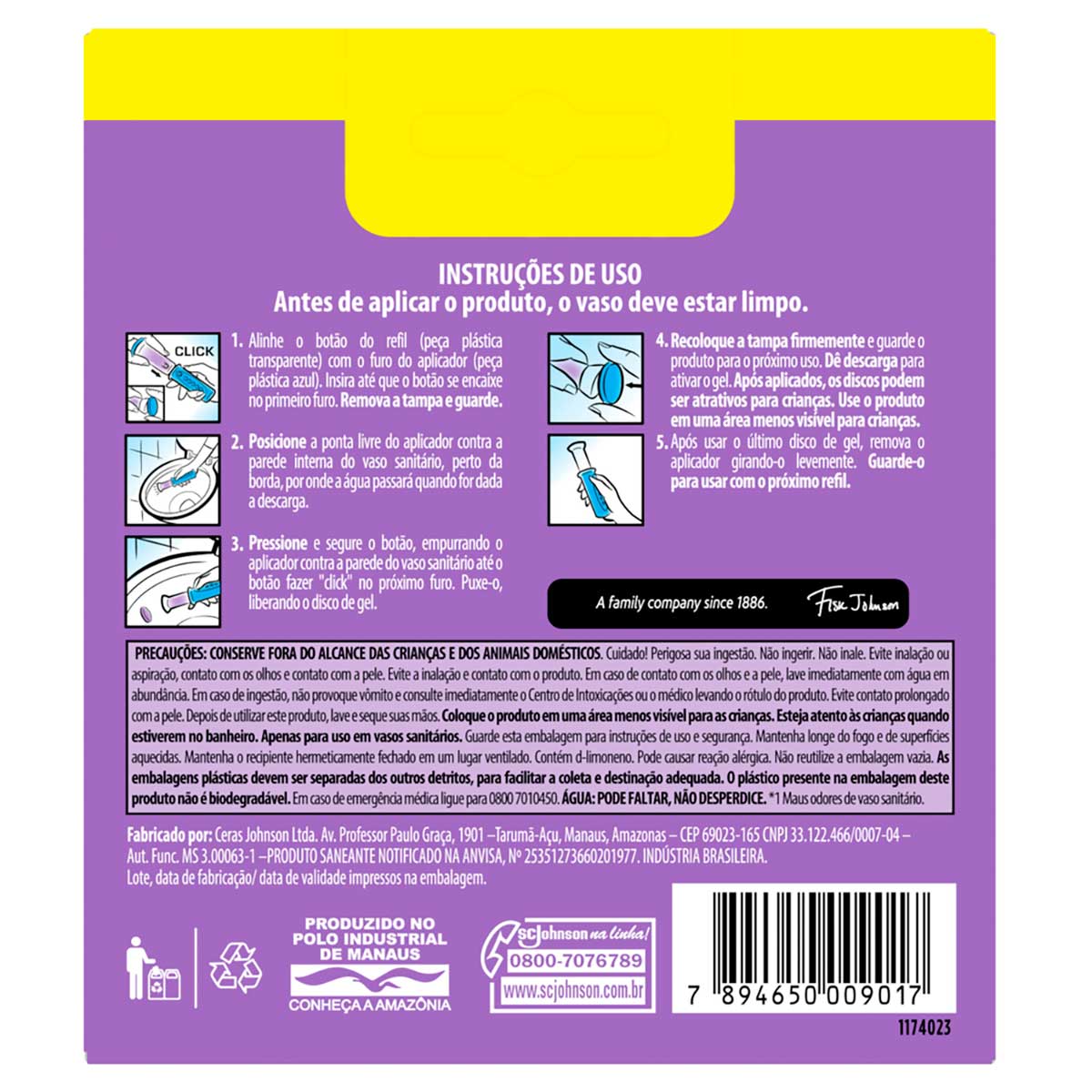 Encontraproduto.com.br - Desodorizador Sanitário Pato Gel Adesivo Lavanda Caixeta com 2x38g