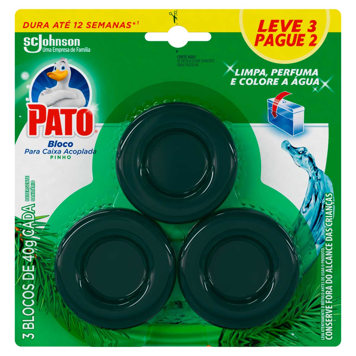 Encontraproduto.com.br - Kit Desodorizador em Bloco Pato Pinho Blister com 3x40g