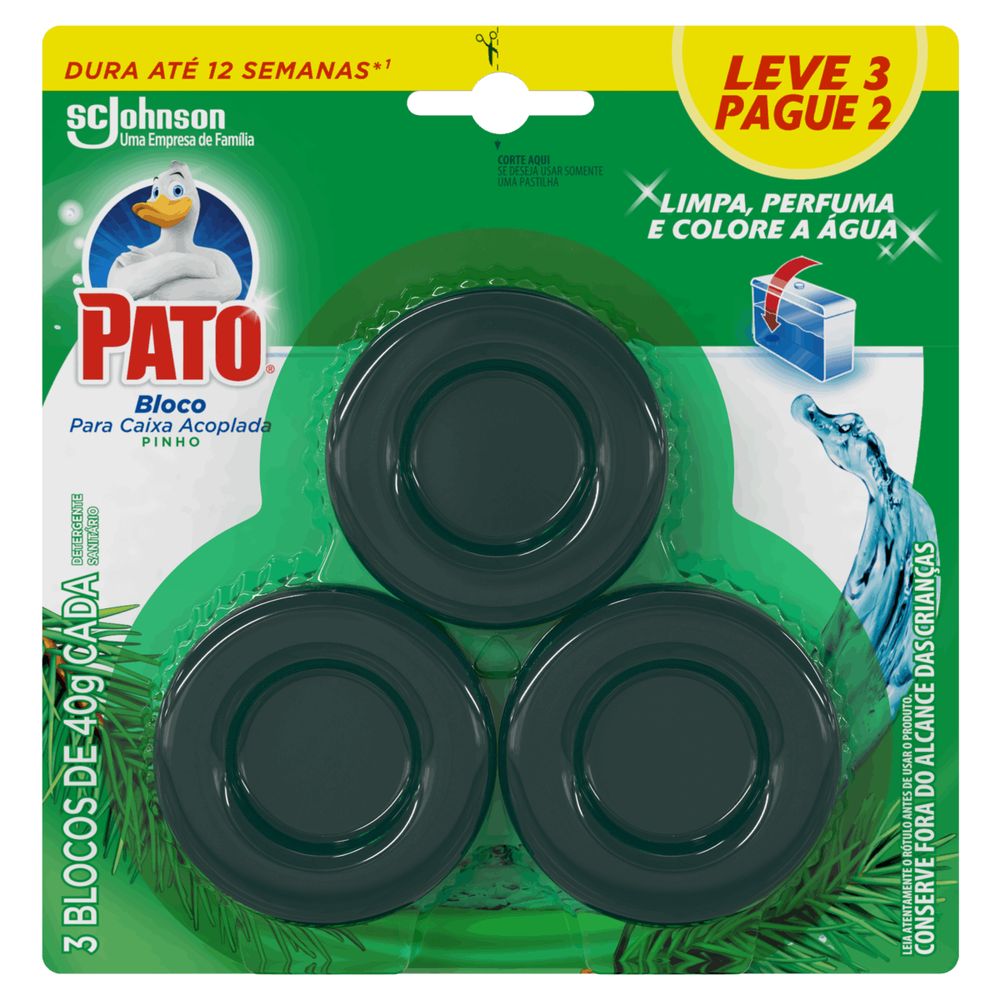 Encontraproduto.com.br - Kit Desodorizador em Bloco Pato Pinho Blister com 3x40g