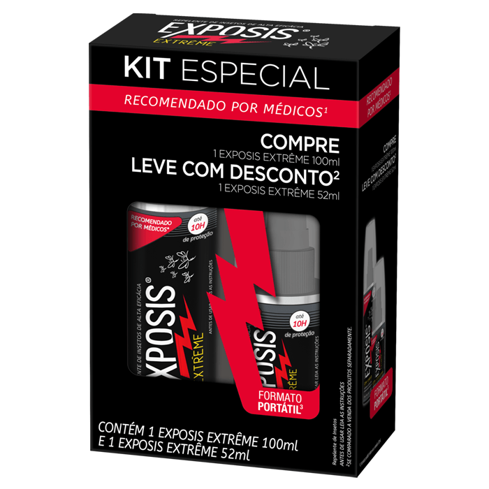 Kit Repelente Exposis Extrême 100ml e Exposis Extrême 52ml