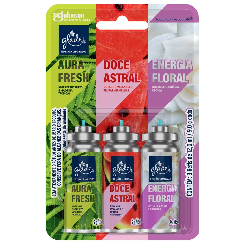 Encontraproduto.com.br - Kit Desodorizad Glade Aura Fresh+doce Astral+energia Floral