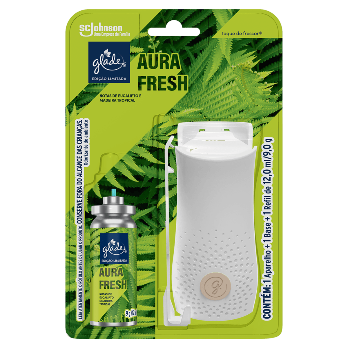 Encontraproduto.com.br - Aparelho Odorizador Toque de Frescor Aura Fresh + Refil 12ml Glade
