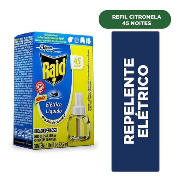 Repelente Elétrico Líquido Raid Óleo de Citronela Refil 32,9ml