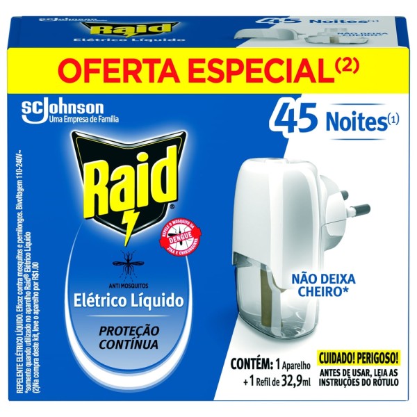 Inseticida Raid Elétrico - 45 noites Frasco com 32,9ml