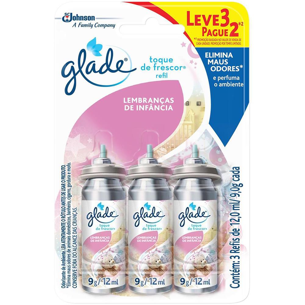 Odorizante De Ambiente Glade Lembranças De Infância Refil 12ml Cada Leve 3 Pague 2 Unidades
