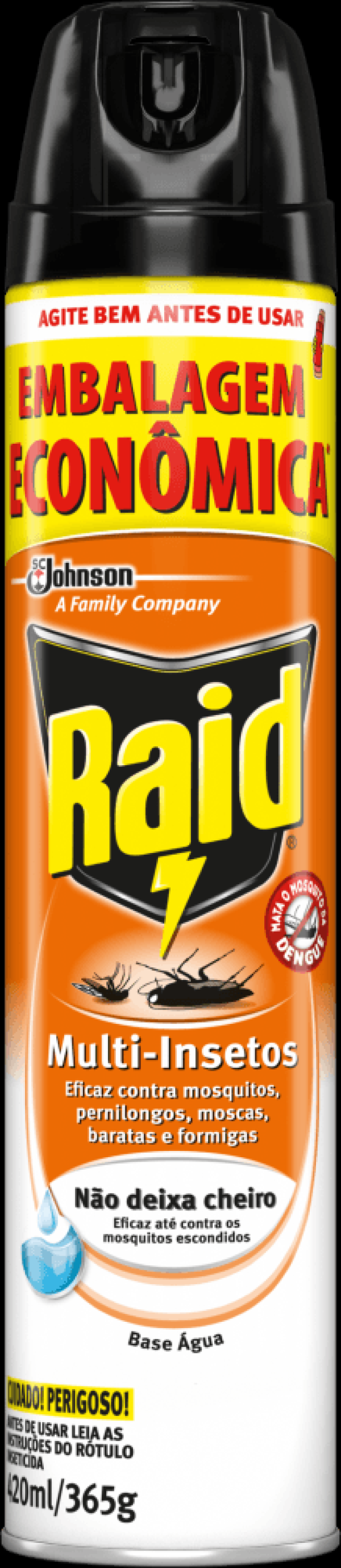 Encontraproduto.com.br - Inseticida Aerossol Raid Multi Insetos - Base Água Frasco com 420ml