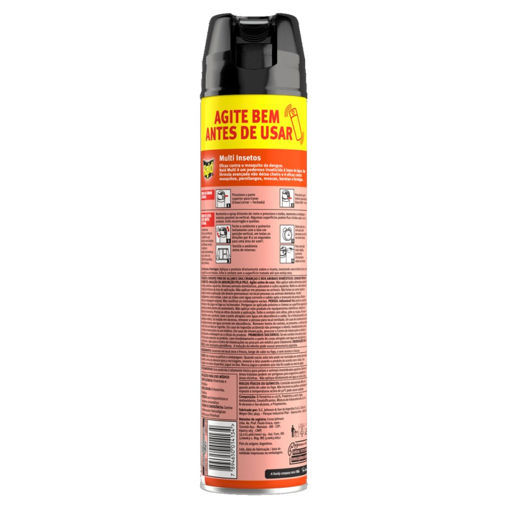 Encontraproduto.com.br - Inseticida Aerossol Raid Multi Insetos - Base Água Frasco com 420ml