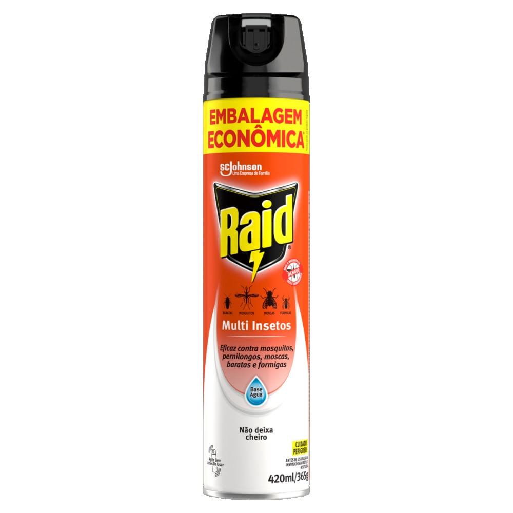 Encontraproduto.com.br - Inseticida Aerossol Raid Multi Insetos - Base Água Frasco com 420ml