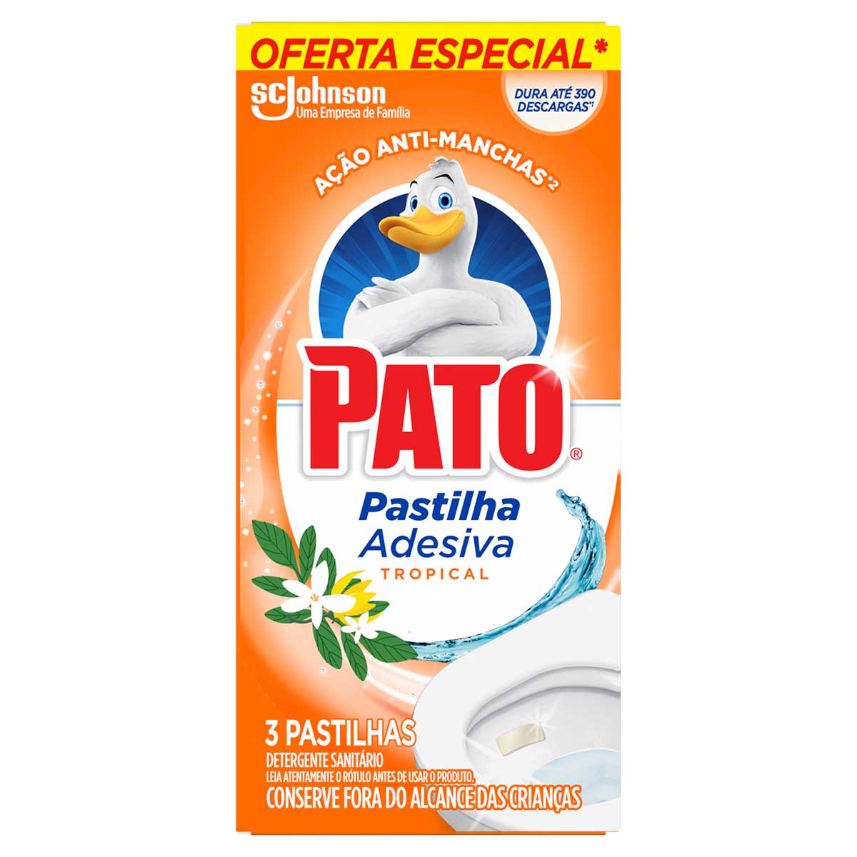 Pastilha Adesiva Sanitária Pato Tropical Com 3 Unidades Oferta Especial