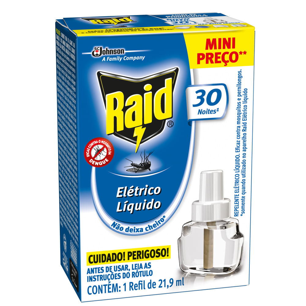 Repelente Líquido Elétrico Raid Caixa 21.9ml Refil Mini Preço