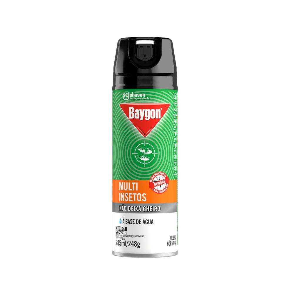 Encontraproduto.com.br - Inseticida Baygon Aerossol Multi Insetos à Base de Água Baygon 285ml