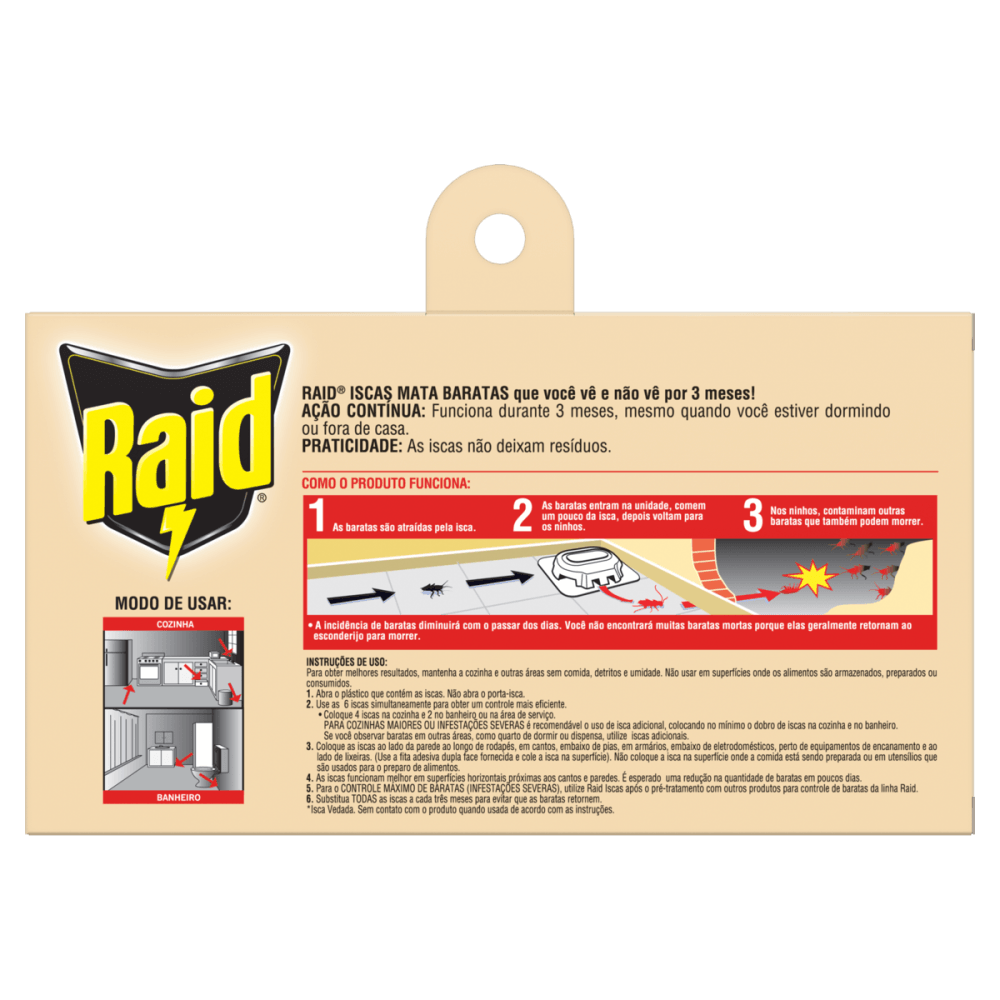 Encontraproduto.com.br - Inseticida Raid Iscas Mata Baratas 6x2.6g