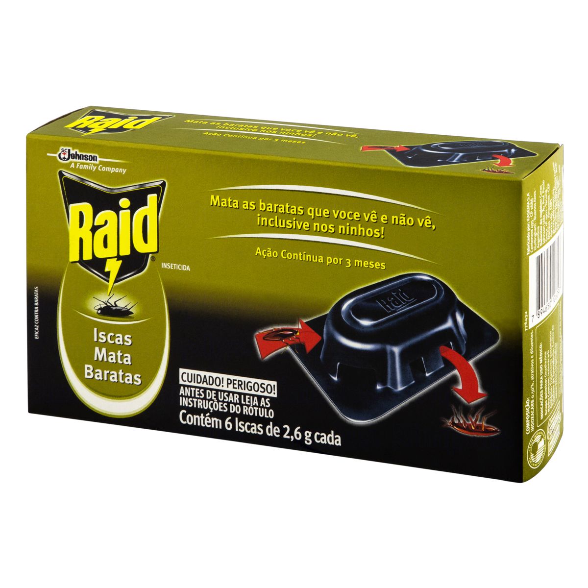 Inseticida Raid Iscas Mata Baratas 6x2.6g