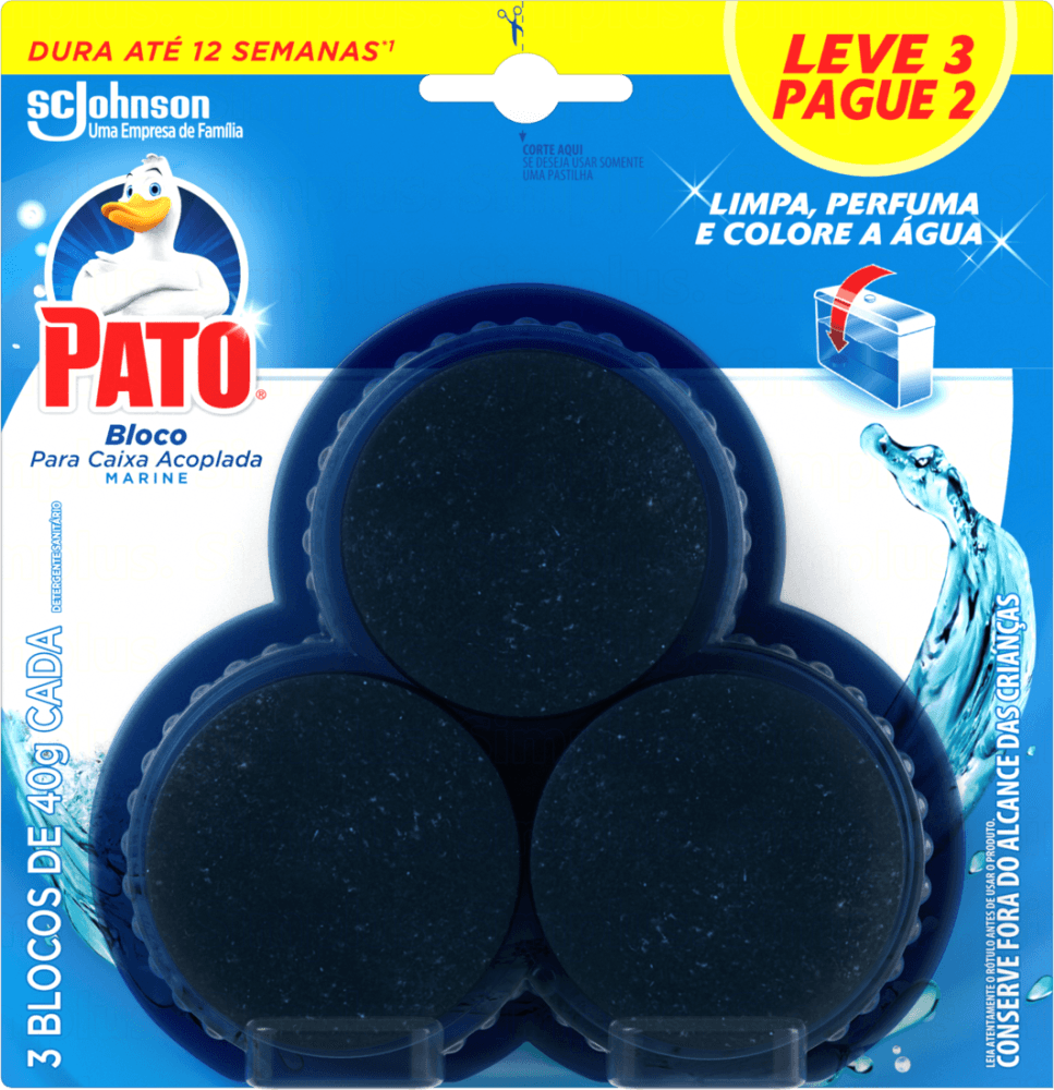 Encontraproduto.com.br - Kit Desodorizador em Bloco Pato Marine Embalagem com 3 unidades