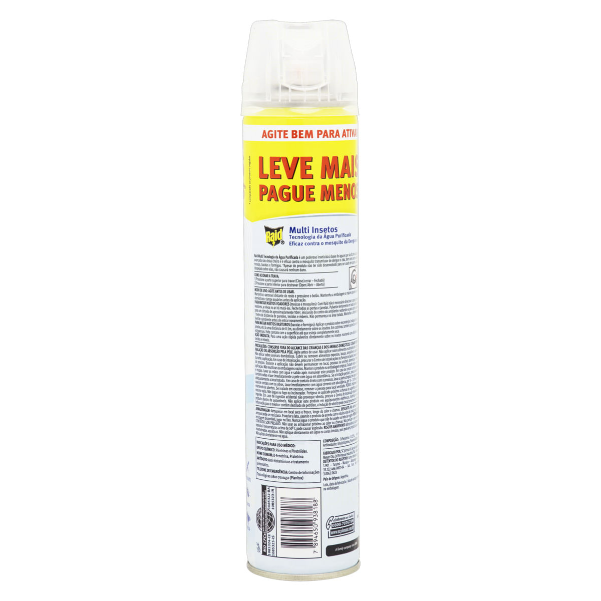 Encontraproduto.com.br - Inseticida Aerossol Raid Multi-Insetos Aqua Protection Lv+Pg- 420ml