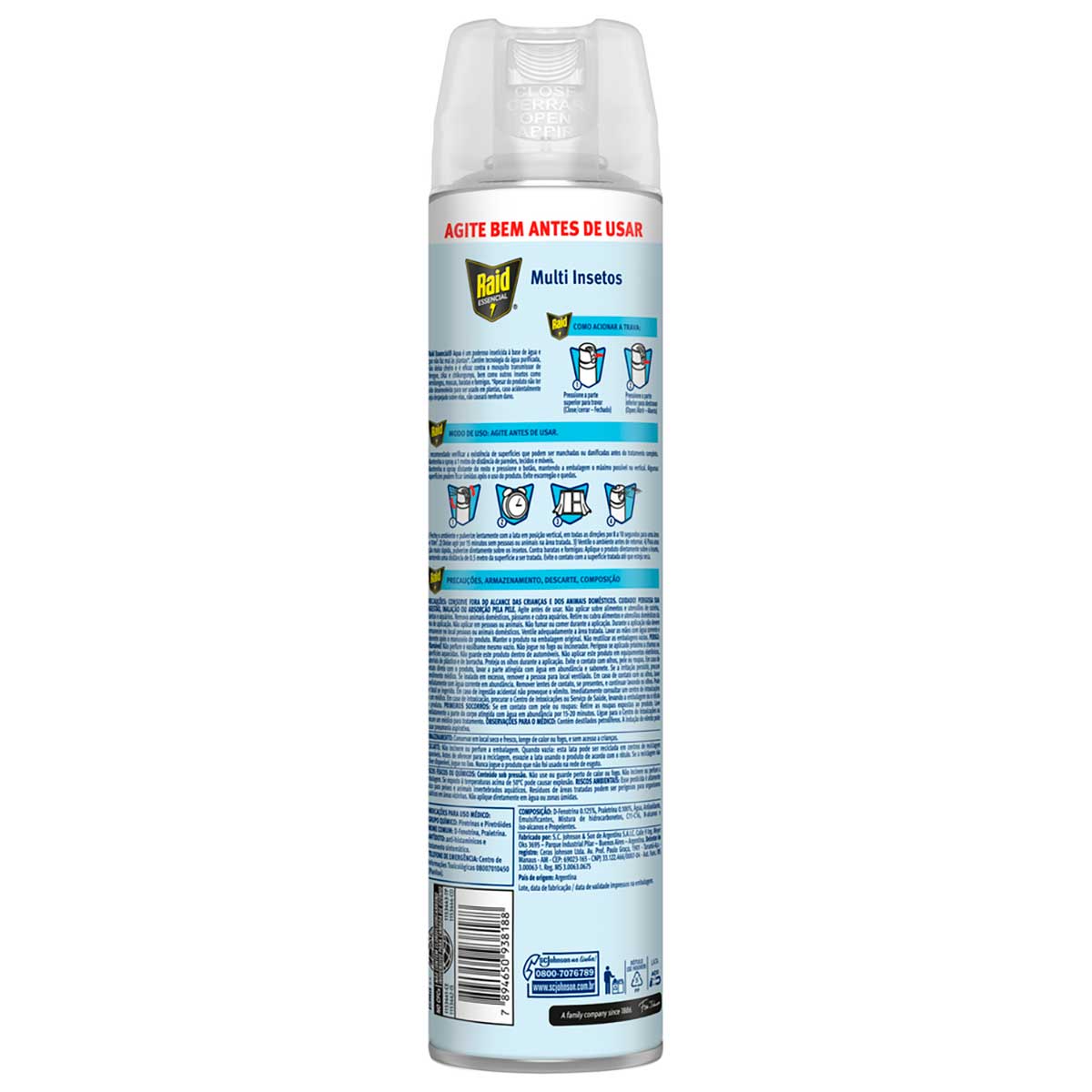 Encontraproduto.com.br - Inseticida Aerossol Raid Multi-Insetos Aqua Protection Lv+Pg- 420ml