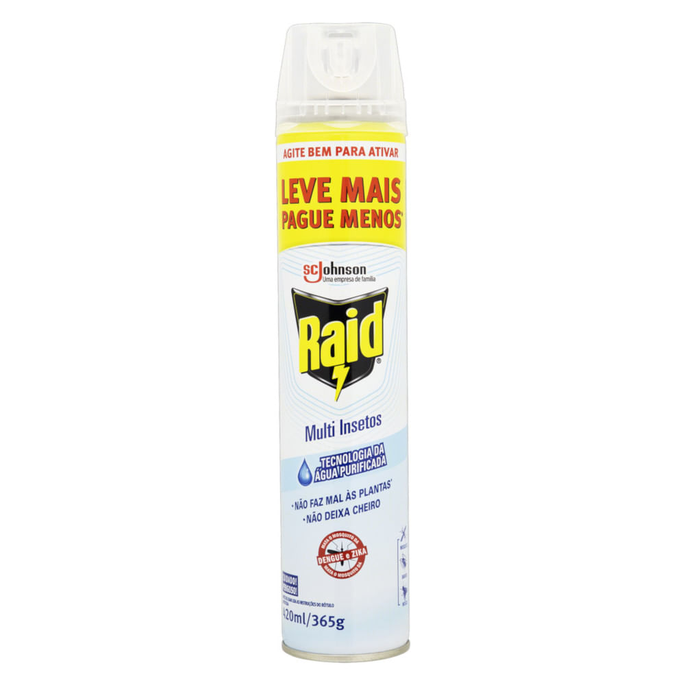 Encontraproduto.com.br - Inseticida Aerossol Raid Multi-Insetos Aqua Protection Lv+Pg- 420ml
