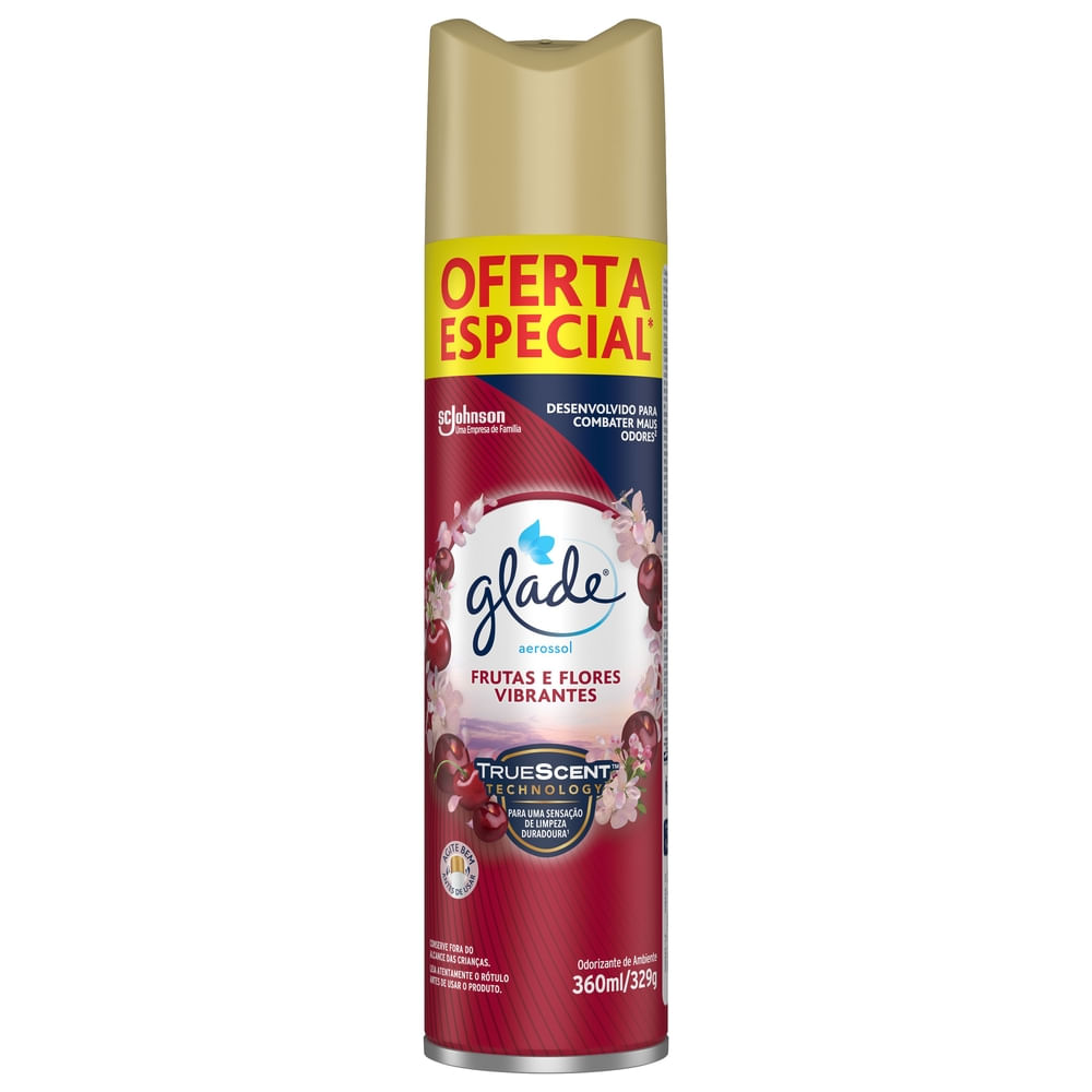 PURIFICADOR AEROSOL GLADE FRUTAS E FLORES VIBRANTES 360ML OFERTA ESPECIAL