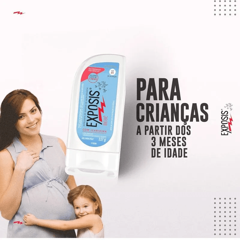 Encontraproduto.com.br - Repelente Exposis 117ml Gel Bebe
