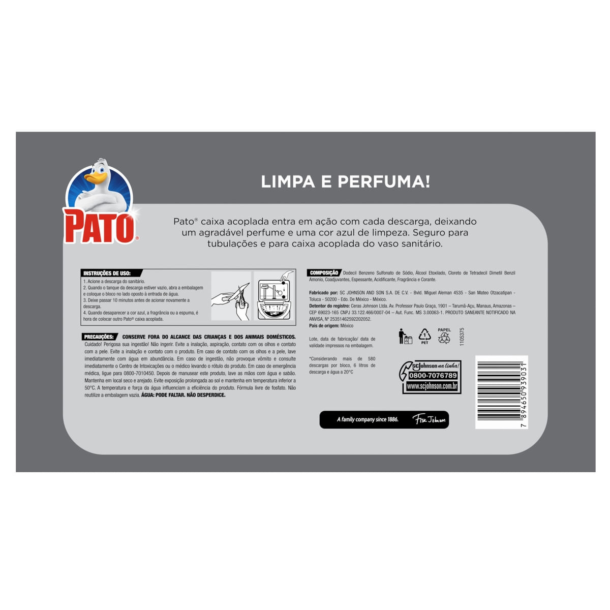 Encontraproduto.com.br - Desodorante Sanitário para Caixa Acoplada Pato Marine Embalagem com 6 unidades