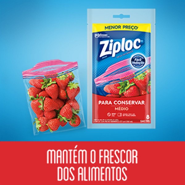 Encontraproduto.com.br - Sacos Herméticos ZIPLOC para Conservar Médio com 8 unidades