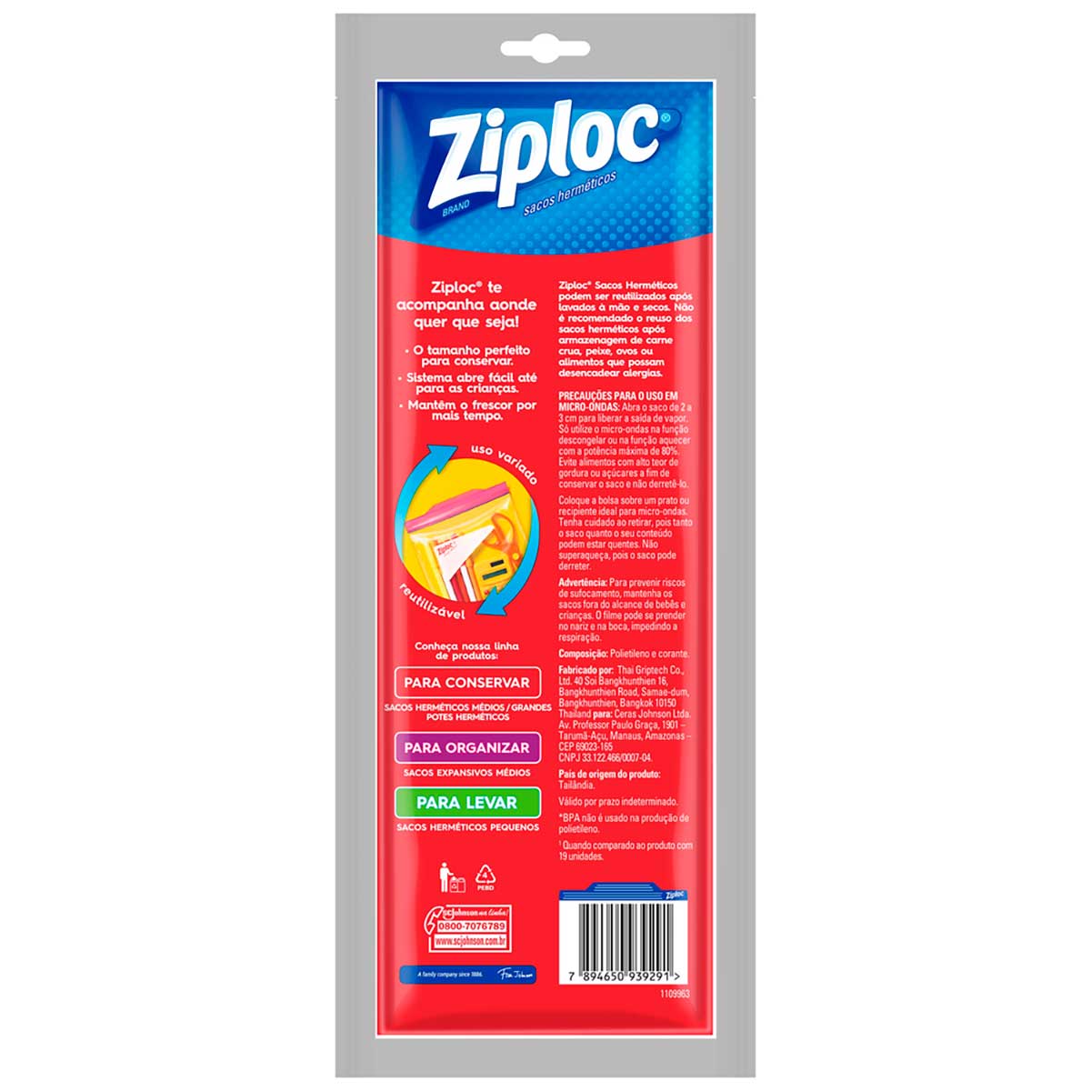 Encontraproduto.com.br - Sacos Herméticos Ziploc para Conservar Grande com 10 unidades