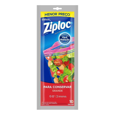 Encontraproduto.com.br - Sacos Herméticos Ziploc para Conservar Grande com 10 unidades