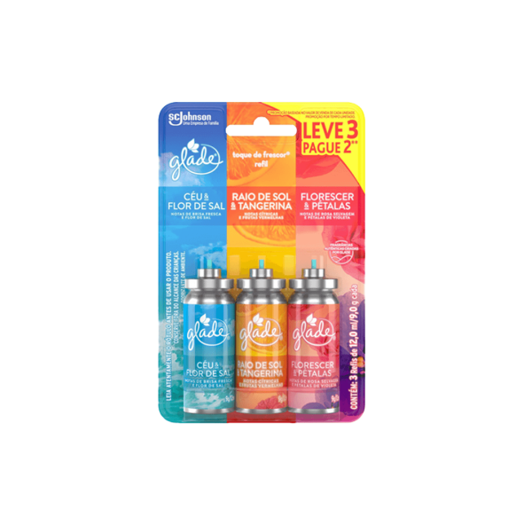 Encontraproduto.com.br - Odorizador Glade Toque Fresco Leve 3 Pague 2 12ml