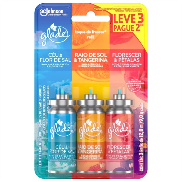 Encontraproduto.com.br - Odorizador Glade Toque Fresco Leve 3 Pague 2 12ml