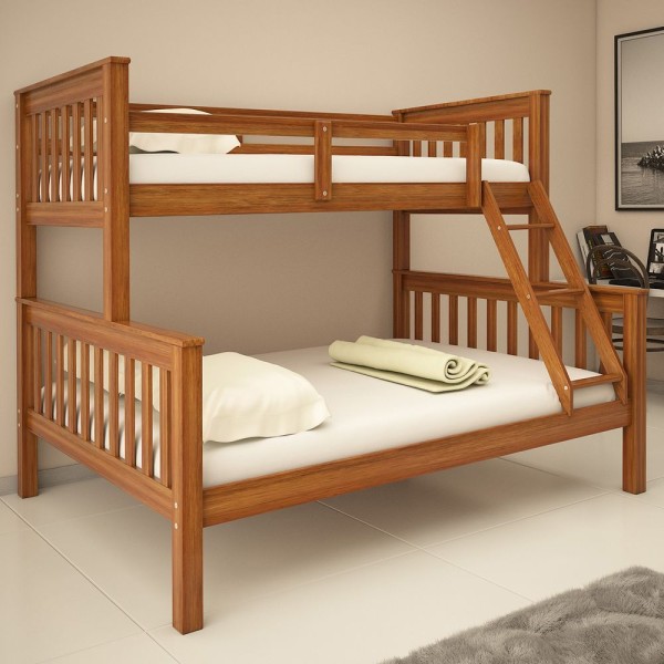 Encontraproduto.com.br - Beliche De Madeira Com Cama De Casal Solteiro Totalità Cor:marrom