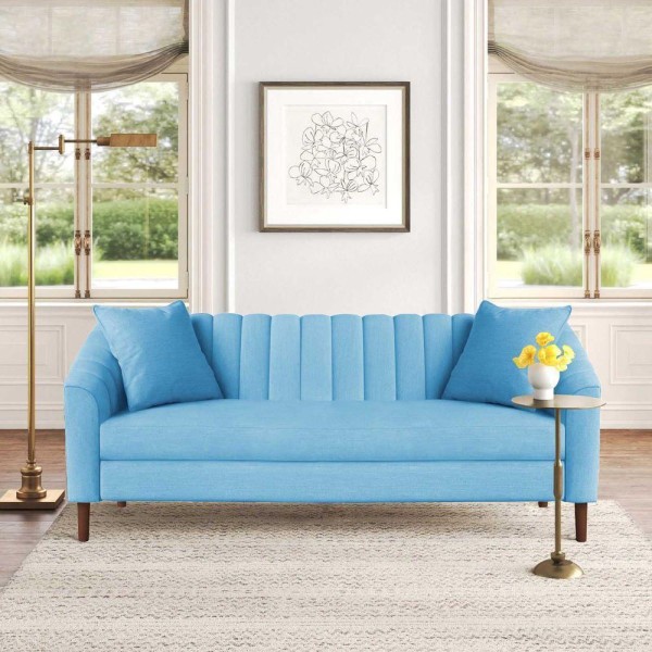 Encontraproduto.com.br - Sofá Madri 180cm Suede Azul Turquesa - Am Interiores