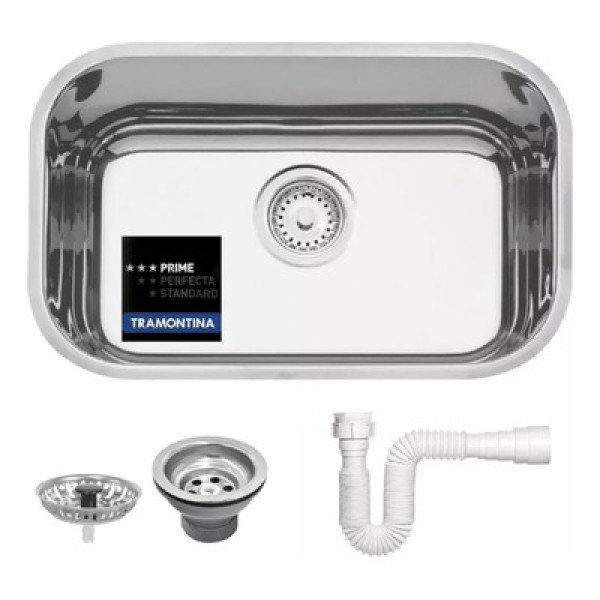 Cuba n.1 Tramontina Lavínia Prime em Aço Inox Alto Brilho 47 x 30 x 17 cm com Válvula