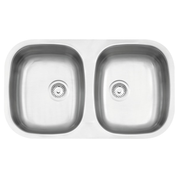 Encontraproduto.com.br - Cuba de Embutir Tramontina Prime Isis 2C 34 BL em Aço Inox Acetinado 76 x 44 cm com Válvulas