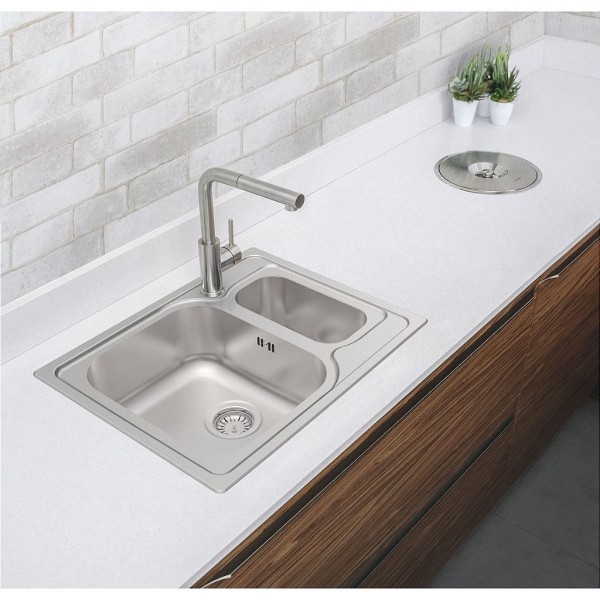 Encontraproduto.com.br - Cuba de Sobrepor Tramontina Marea 1.5 C 34 em Aço Inox Acetinado com Válvula 62 x 50 cm