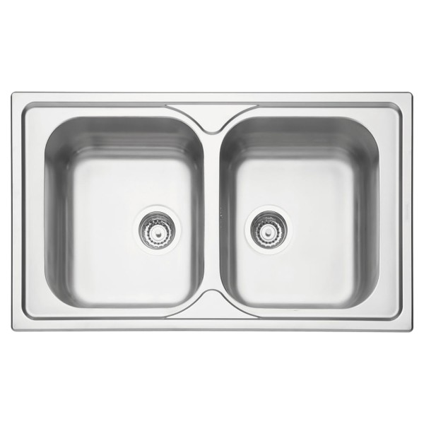 Encontraproduto.com.br - Cuba de Sobrepor Tramontina Marea 2 Cubas em Aço Inox com Acabamento Acetin