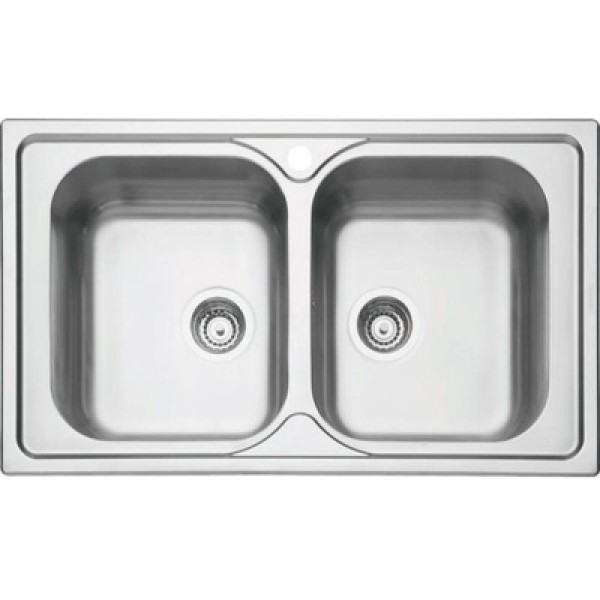 Encontraproduto.com.br - Cuba de Sobrepor Tramontina Marea 2 Cubas em Aço Inox com Acabamento Acetin