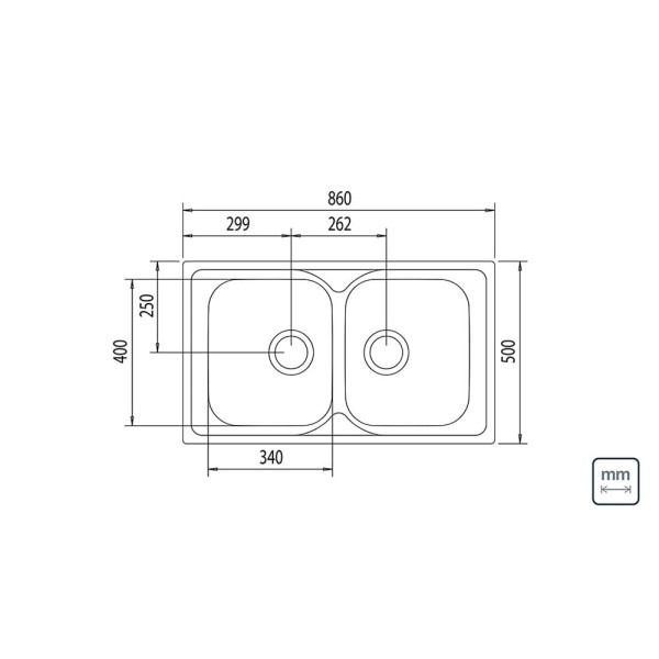 Encontraproduto.com.br - Cuba de Sobrepor Tramontina Marea 2 Cubas em Aço Inox com Acabamento Acetin