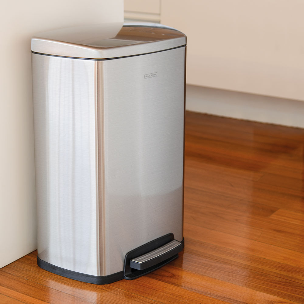 Encontraproduto.com.br - Lixeira Inox com Pedal Tipo D - 45 Litros - 94544/045 - Tramontina