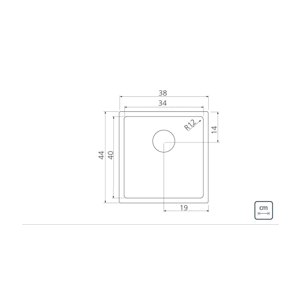 Encontraproduto.com.br - Cuba Tramontina Quadrum 34 em Aço Inox com Acabamento Scotch Brite 34 x 40 cm