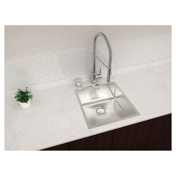 Encontraproduto.com.br - Cuba Tramontina Quadrum 34 em Aço Inox com Acabamento Scotch Brite 34 x 40 cm