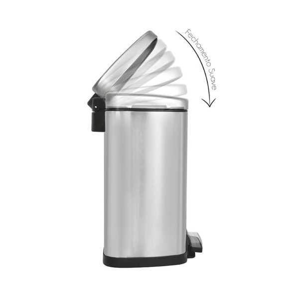 Encontraproduto.com.br - Lixeira Aço Inox com Pedal Tipo D 8 Litros Tramontina 94544008