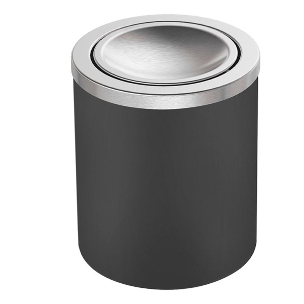 Encontraproduto.com.br - Lixeira Tramontina Útil Basculante em Aço Inox com Acabamento Scotch Brite e Corpo em Polipropileno Preto 5 L