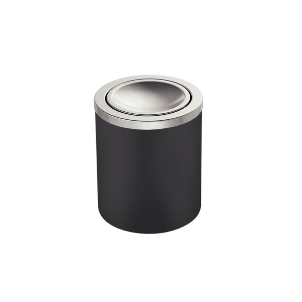 Encontraproduto.com.br - Lixeira Tramontina Útil Basculante em Aço Inox com Acabamento Scotch Brite e Corpo em Polipropileno Preto 5 L